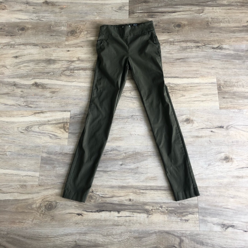 Camber & Grace full length olive green trousers